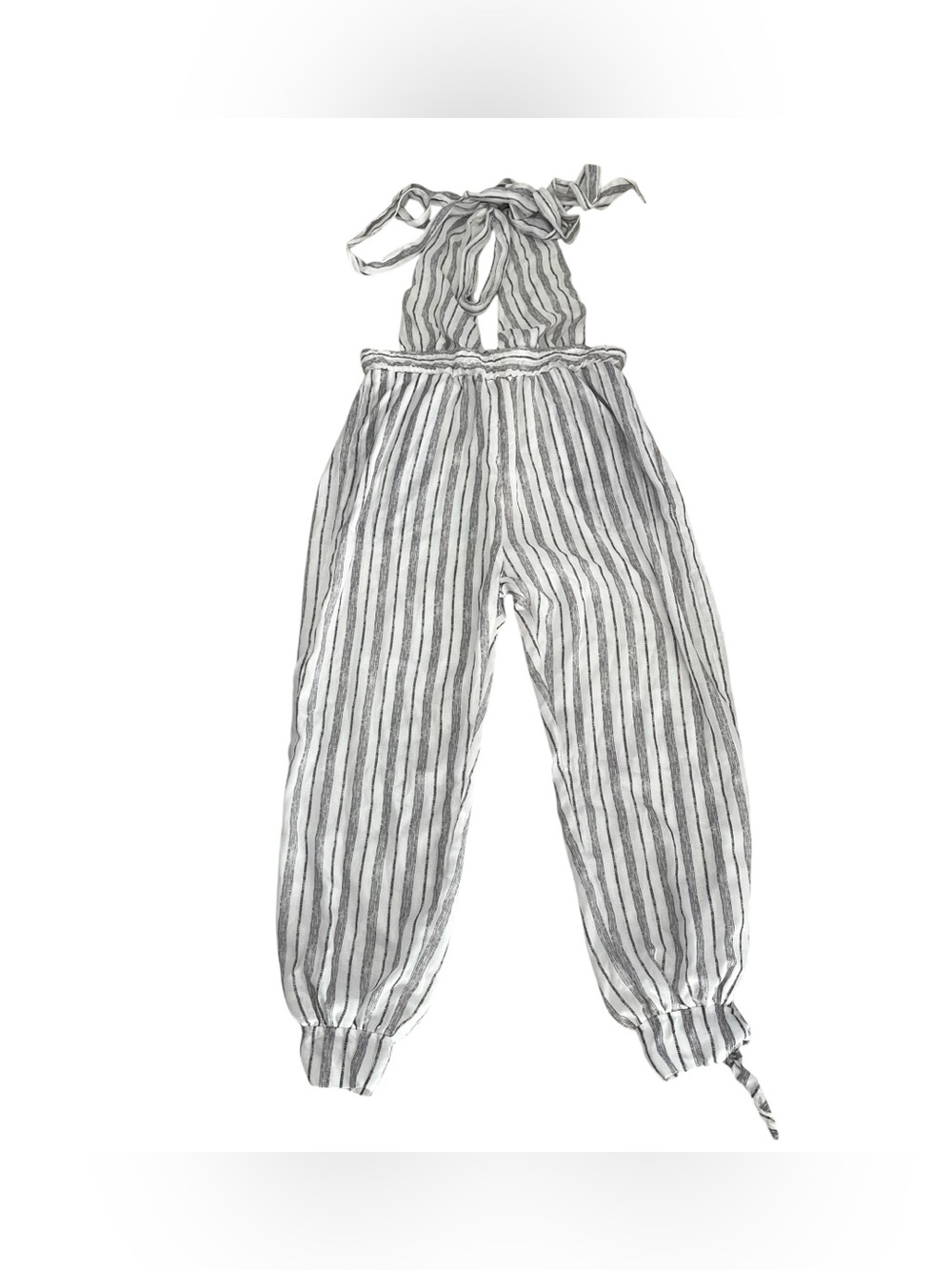 Agua Bendita Revolve Josie Jumpsuit in Gray Stripe Size Medium - Picture 2 of 9
